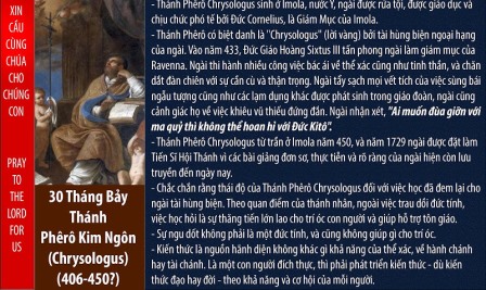 Ngày 30.07: Thánh Phêrô Kim Ngôn,Giám Mục Tiến Sĩ Hội Thánh (+450)