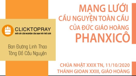 Tông Đồ Cầu Nguyện, Ngày 11-10-2020