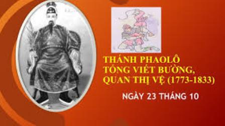 Ngày 23.10: Thánh Phaolô Tống Viết Bường - Quan Thị Vệ (1773-1833)