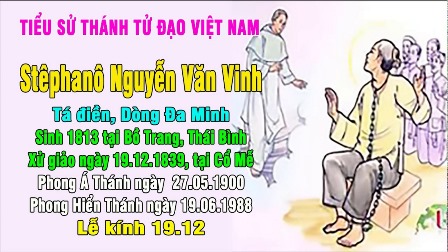 Ngày 19.12: Thánh Stêphanô Nguyễn Văn Vinh – Tá Điền (1813-1839)
