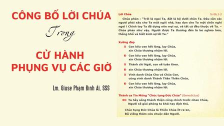 Công Bố Lời Chúa Trong Cử Hành Phụng Vụ Các Giờ