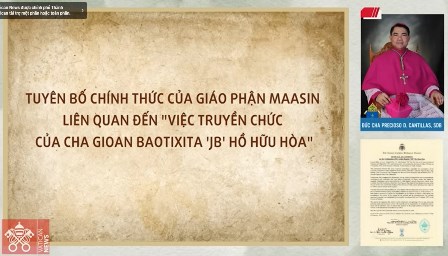 Tuyên bố của Giám mục Gp. Maasin về “Việc truyền chức của Cha Gioan Baotixita 'JB' Hồ Hữu Hòa”