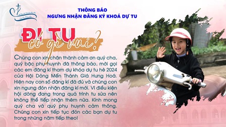 Thông Báo Ngưng Nhận Đăng Ký Khoá Dự Tu Hè 2024